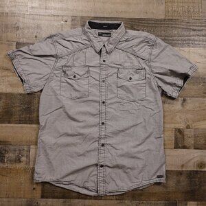 Buckle Black Slim Fit Short Sleeve Button-Up Shirt Men's XXL‎ Gray